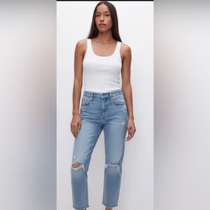 Pistola Light Blue distressed High-Rise ankle straight Jeans